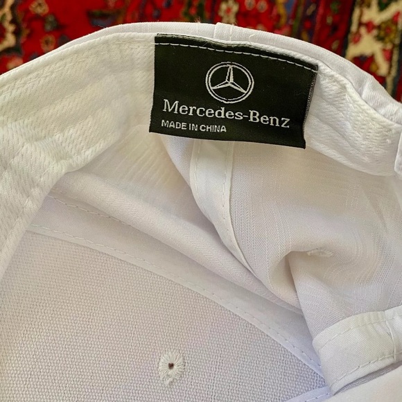 NEW MERCEDES BENZ WHITE HIGH PROFILE TRUCKER BASEBALL CAP HAT GRAY EMBROIDERY OS - Picture 7 of 8